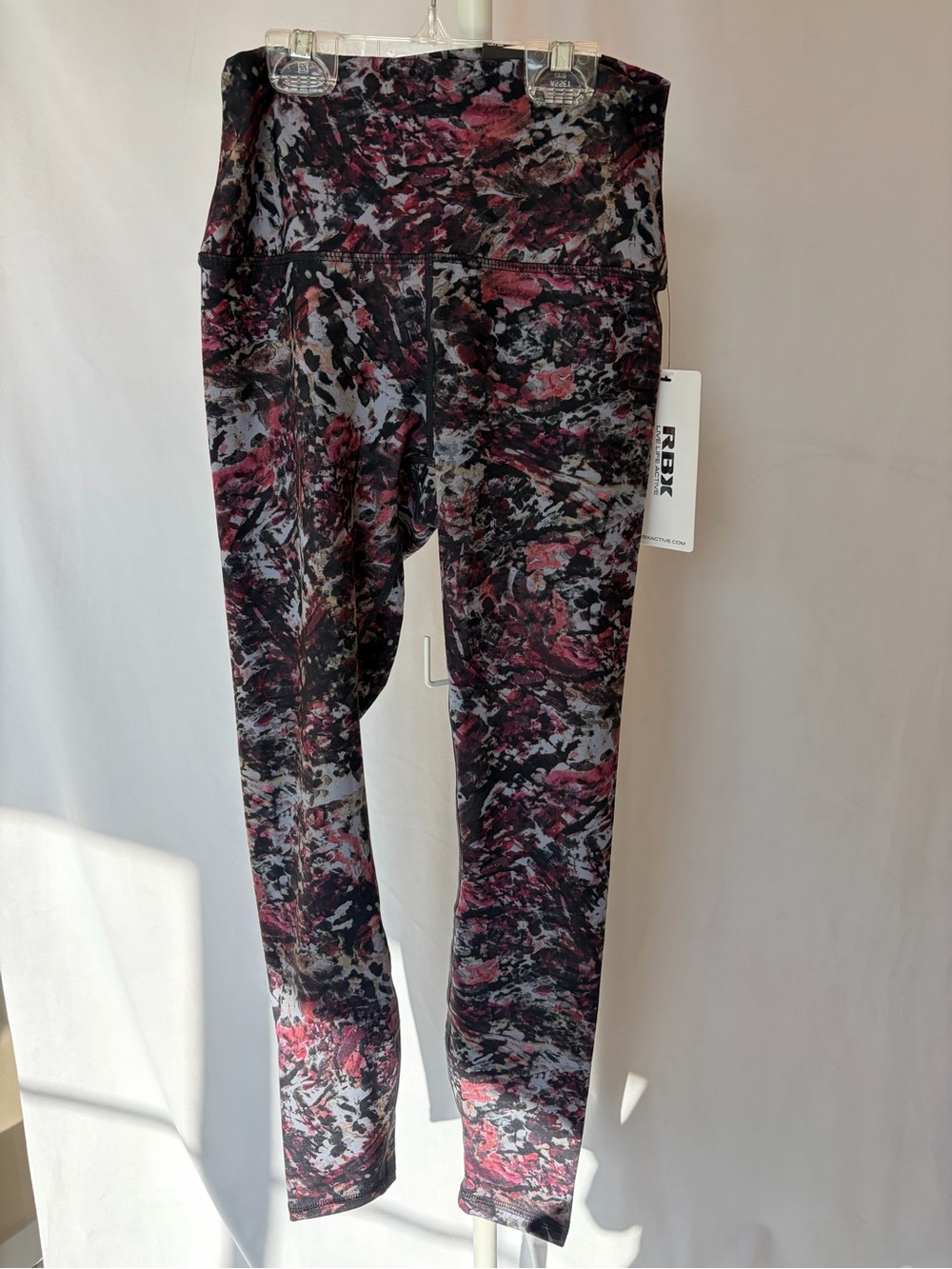 RBX Women’s Black & Pink Abstract Print High-Waist Leggings
